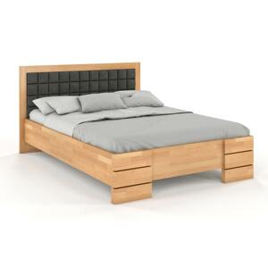 Čalouněná postel GOTLAND High BC Long s úložným prostorem, delší o 20cm, buk (Barva dřeva: Přirodní, Rozměr: 200x220 cm, Barva látky: Casablanca 2316)