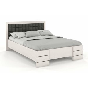 Čalouněná postel GOTLAND High BC Long s úložným prostorem, delší o 20cm, buk (Barva dřeva: Bilá, Rozměr: 200x220 cm, Barva látky: Casablanca 2316)