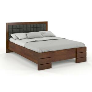 Čalouněná postel GOTLAND High BC Long, delší o 20cm, borovice (Barva dřeva: Ořech, Rozměr: 180x220 cm, Barva látky: Casablanca 2316)
