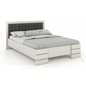 Čalouněná postel GOTLAND High BC Long, delší o 20cm, borovice (Barva dřeva: Bilá, Rozměr: 180x220 cm, Barva látky: Casablanca 2316)
