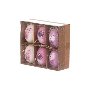 Malovaná vajíčka, pravá slepičí, dekor peří. Cena za 6ks v krabičce. VEL6029, sada 5 ks