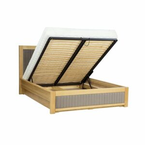 Čalouněná postel LK214/II BOX, 140x200, dub (Barva dřeva: Bělená)