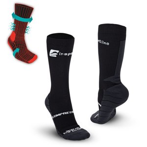 Kompresní klasické ponožky inSPORTline Compagio AG+ (Velikost: 35-38, Barva: černá)