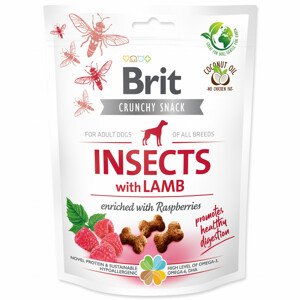 Pochoutka Brit Care Dog Crunchy Cracker Insects, jehně a maliny 200g