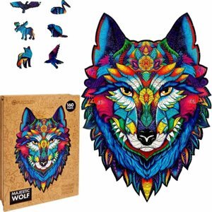 Puzzle Puzzler dřevěné, barevné - Majestátní vlk