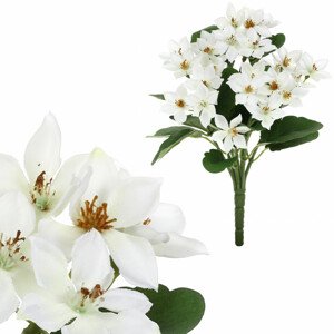 Plamenka, květina umělá, barva bílá KT7913 WT, sada 8 ks