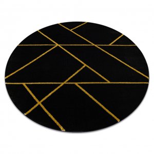 Koberec kulatý EMERALD výhradní 1012 glamour, stylový mramor, geometrický černý / zlato (Velikost: kruh 120 cm)