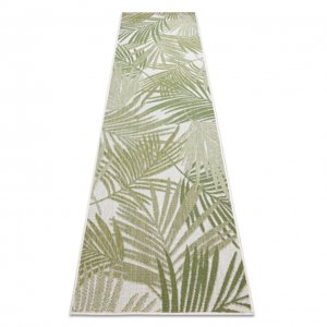 Koberec, běhoun SISAL SION palmové listy, tropický 2837 ploché tkaní ecru / zelená (Velikost: 80x300 cm)