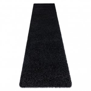 Běhoun SOFFI shaggy 5cm černý - do kuchyně, předsíně, chodby, haly  (Velikost: 60x200 cm)