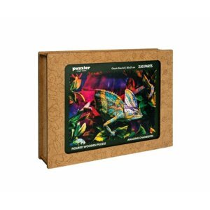 Puzzle Puzzler dřevěné, barevné - Úžasný chameleon