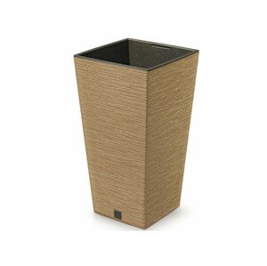 Obal na květník FURU SQUARE ECO WOOD 2v1 plast 24x24x45cm