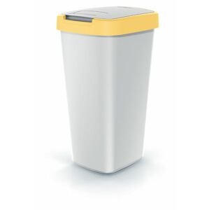 Odpadkový koš COMPACTA Q FLAP popelavý se světle žlutým víkem, objem 25l