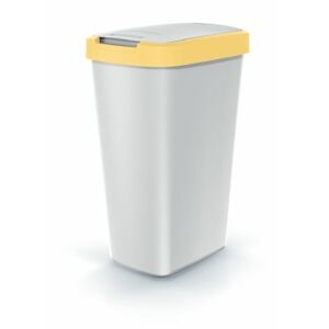 Odpadkový koš COMPACTA Q FLAP popelavý se světle žlutým víkem, objem 45l