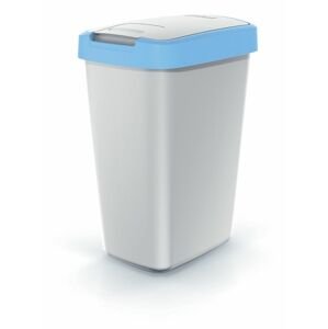 Odpadkový koš COMPACTA Q FLAP popelavý se světle modrým víkem, objem 12l