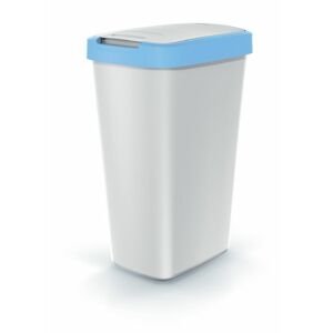 Odpadkový koš COMPACTA Q FLAP popelavý se světle modrým víkem, objem 45l