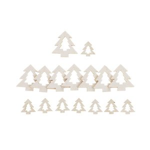 Stromeček, vánoční dekorace, barva bílá s glitry, mix 16 kusů v sáčku, cena za KLA543, sada 12 ks