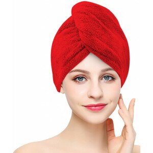 Rychleschnoucí froté turban na vlasy, červený