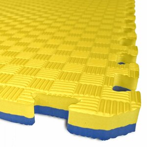TATAMI PUZZLE podložka - Dvoubarevná - 100x100x3,0 cm (žlutá/modrá)