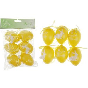 Vajíčka plastová 6cm, s nápisem VESELÉ VELIKONOCE, 6 kusů v sáčku, barva žlutá VEL5047-YEL, sada 12 ks