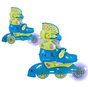 Dětské kolečkové brusle 2v1 WORKER TriGo Skate LED se sv. kolečky (Velikost: XS (26-29), Barva: modrá)