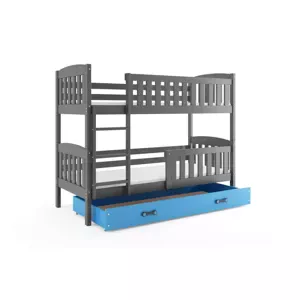 Dětská patrová postel Kubus - 2 osoby, 80x190 s úložným prostorem – Grafitová, Modrá