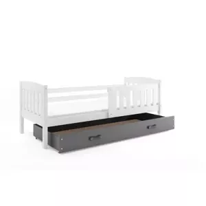 Dětská postel Kubus - 1 osoba, 80x190 s úložným prostorem – Bílá, Grafit