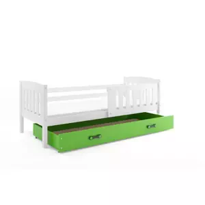 Dětská postel Kubus - 1 osoba, 80x190 s úložným prostorem – Bílá, Zelená