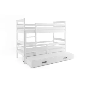Dětská patrová postel Eryk - 3 osoby, 80x160 s výsuvnou přistýlkou – Bílá, Bílá