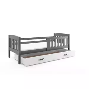 Dětská postel Kubus - 1 osoba, 80x160 s úložným prostorem – Grafit, Bílá