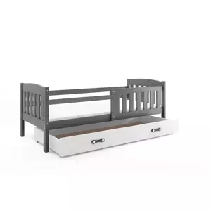 Dětská postel Kubus - 1 osoba, 80x190 s úložným prostorem – Grafit, Bílá