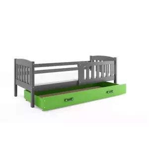 Dětská postel Kubus - 1 osoba, 80x160 s úložným prostorem – Grafit, Zelená