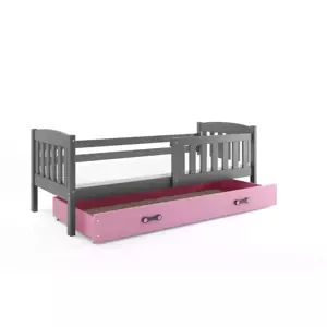 Dětská postel Kubus - 1 osoba, 80x160 s úložným prostorem – Grafit, Růžová