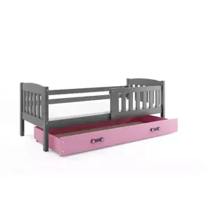 Dětská postel Kubus - 1 osoba, 90x200 s úložným prostorem – Grafit, Růžová