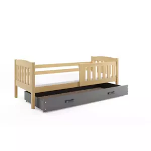 Dětská postel Kubus - 1 osoba, 90x200 s úložným prostorem – Borovice, Grafit