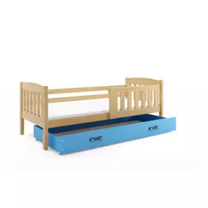 Dětská postel Kubus - 1 osoba, 80x190 s úložným prostorem – Borovice, Modrá