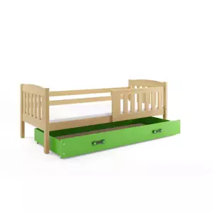 Dětská postel Kubus - 1 osoba, 80x190 s úložným prostorem – Borovice, Zelená