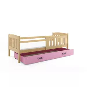Dětská postel Kubus - 1 osoba, 80x190 s úložným prostorem – Borovice, Růžová