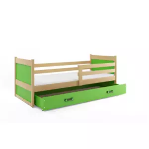 Dětská postel Rico 1 80x190, s úložným prostorem - 1 osoba - Borovice, Zelená