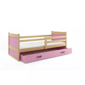 Dětská postel Rico 1 80x190, s úložným prostorem - 1 osoba - Borovice, Růžová