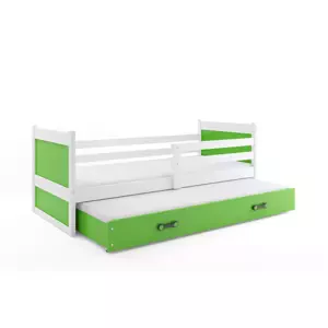 Dětská postel Rico - 2 osoby, 80x190 s výsuvnou přistýlkou – Bílá, Zelená