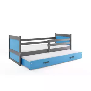 Dětská postel Rico - 2 osoby, 80x190 s výsuvnou přistýlkou – Grafit, Modrá