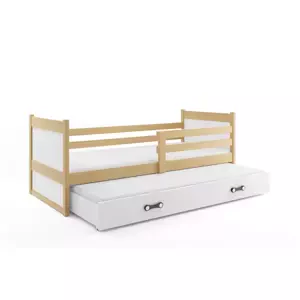 Dětská postel Rico - 2 osoby, 80x190 s výsuvnou přistýlkou – Borovice, Bílá