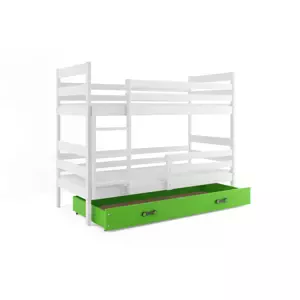 Dětská patrová postel Eryk - 2 osoby, 80x160 s úložným prostorem – Bílá, Zelená