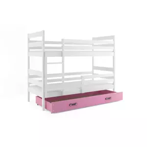 Dětská patrová postel Eryk - 2 osoby, 80x160 s úložným prostorem – Bílá, Růžová