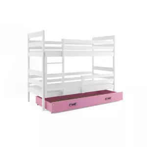Dětská patrová postel Eryk - 2 osoby, 80x190 s úložným prostorem – Bílá, Růžová