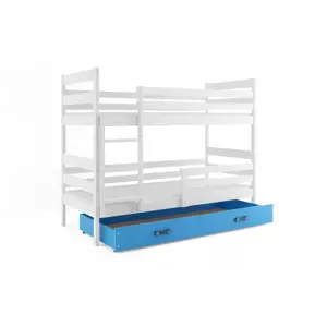 Dětská patrová postel Eryk - 2 osoby, 80x160 s úložným prostorem – Bílá, Modrá