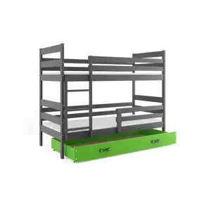 Dětská patrová postel Eryk - 2 osoby, 80x160 s úložným prostorem – Grafitová, Zelená