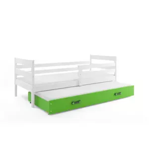 Dětská postel Eryk - 2 osoby, 80x190 s výsuvnou přistýlkou – Bílá, Zelená