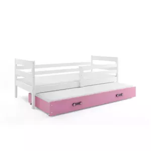 Dětská postel Eryk - 2 osoby, 80x190 s výsuvnou přistýlkou – Bílá, Růžová