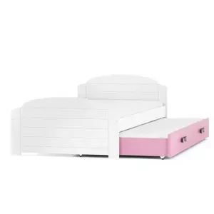 Dětská postel Lili - 2 osoby, 90x200 s výsuvnou přístýlkou – Bílá, Růžová